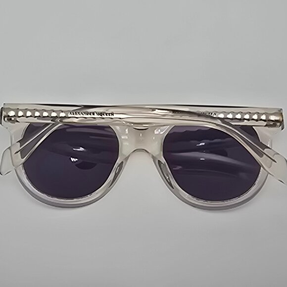 Alexander McQueen AMA0024SA 05 Clear Silver Skull Frame Silver Mirror Sunglasses main image 9